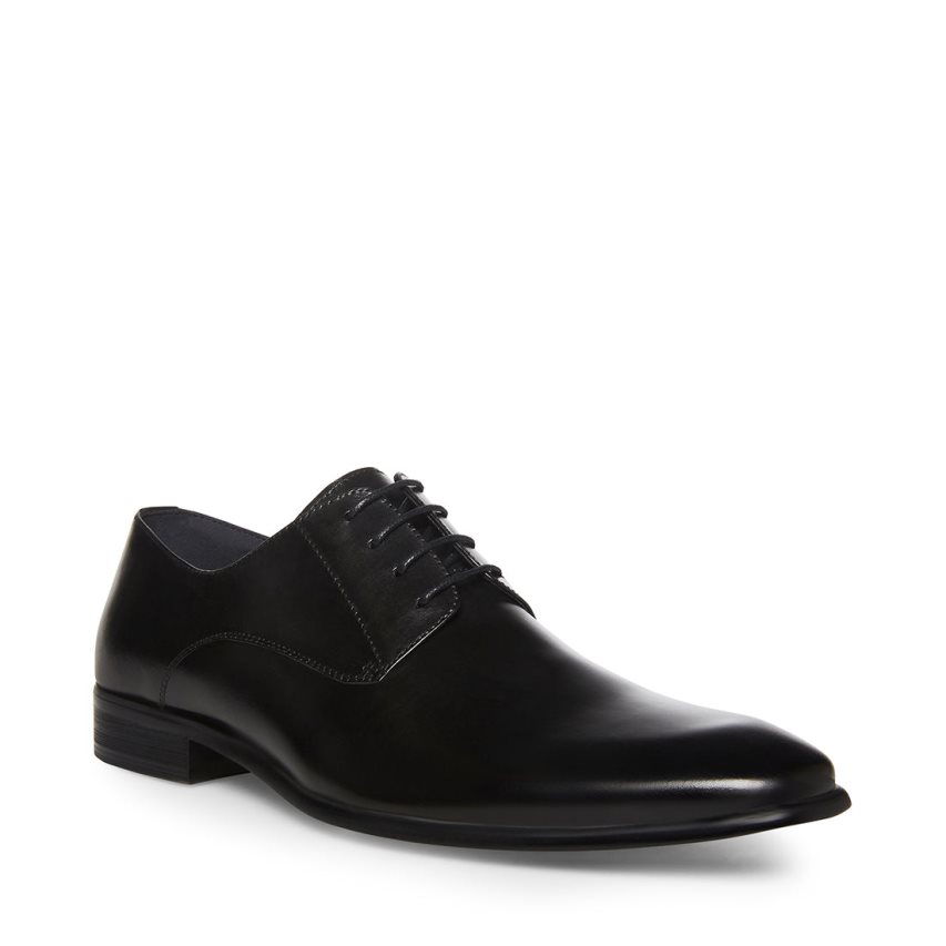 Black Steve Madden Beaux Leather Men's Derby Shoes | PH 1653QGU